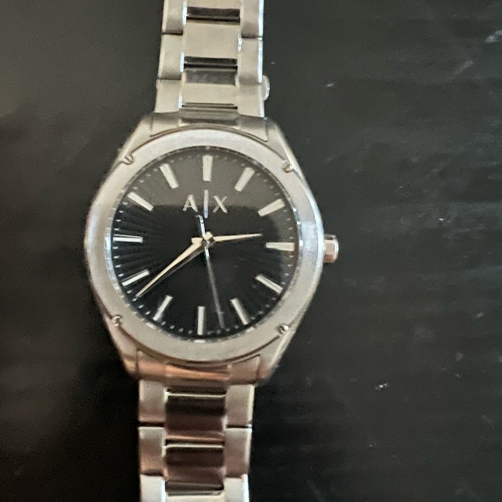 A/X Armani Exchange Black Dial Silver Band Watch
